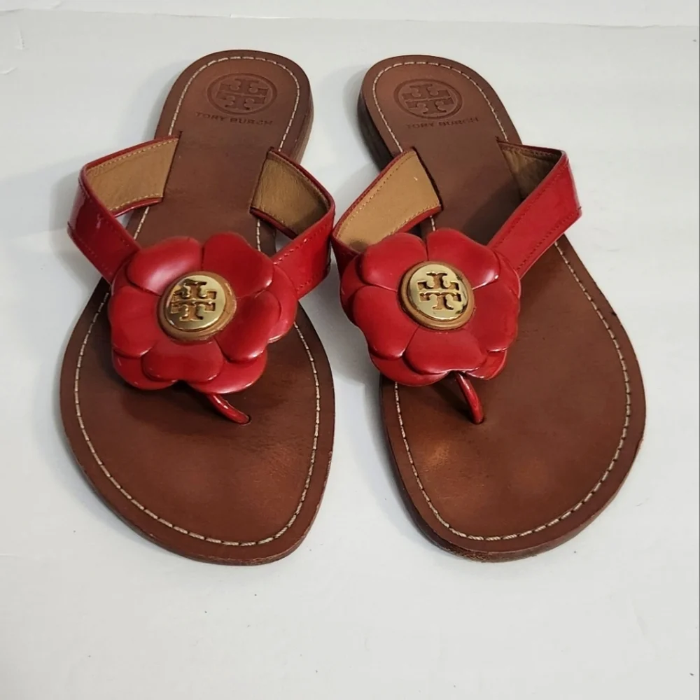 Tory‎ Burch Breely Thong Red Floral Sandals
